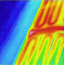 Infrared view of an underfloor heating system